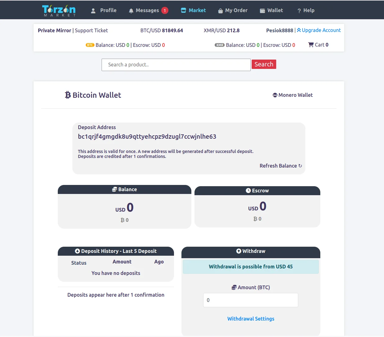 Cryptocurrency wallet Monero Bitcoin Torzon Market darknet